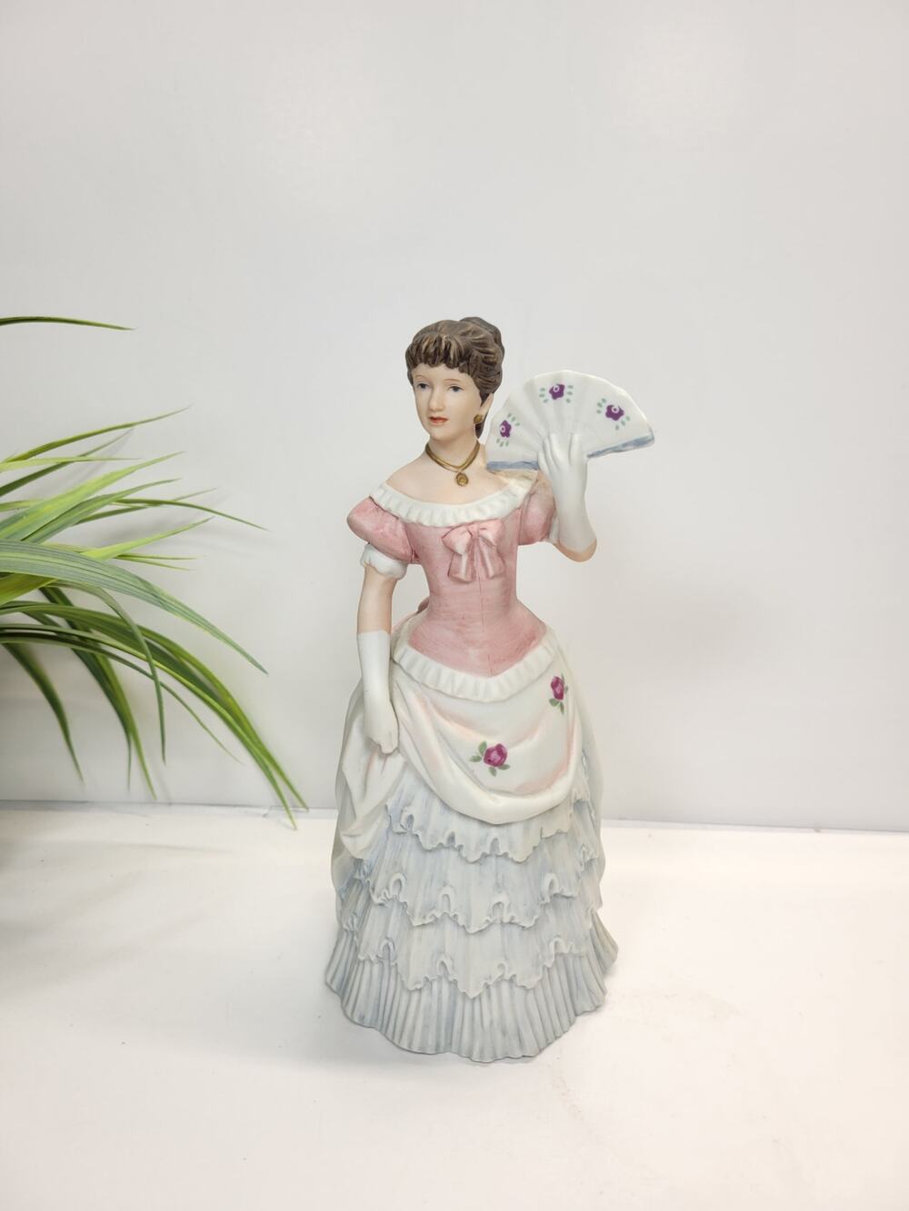 Vintage Homco Shall We Dance Figurine 1421 Victorian Lady Pink Dress Porcelain